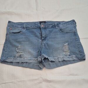 Celebrity Pink Denim Blue Frayed Hem Shorts